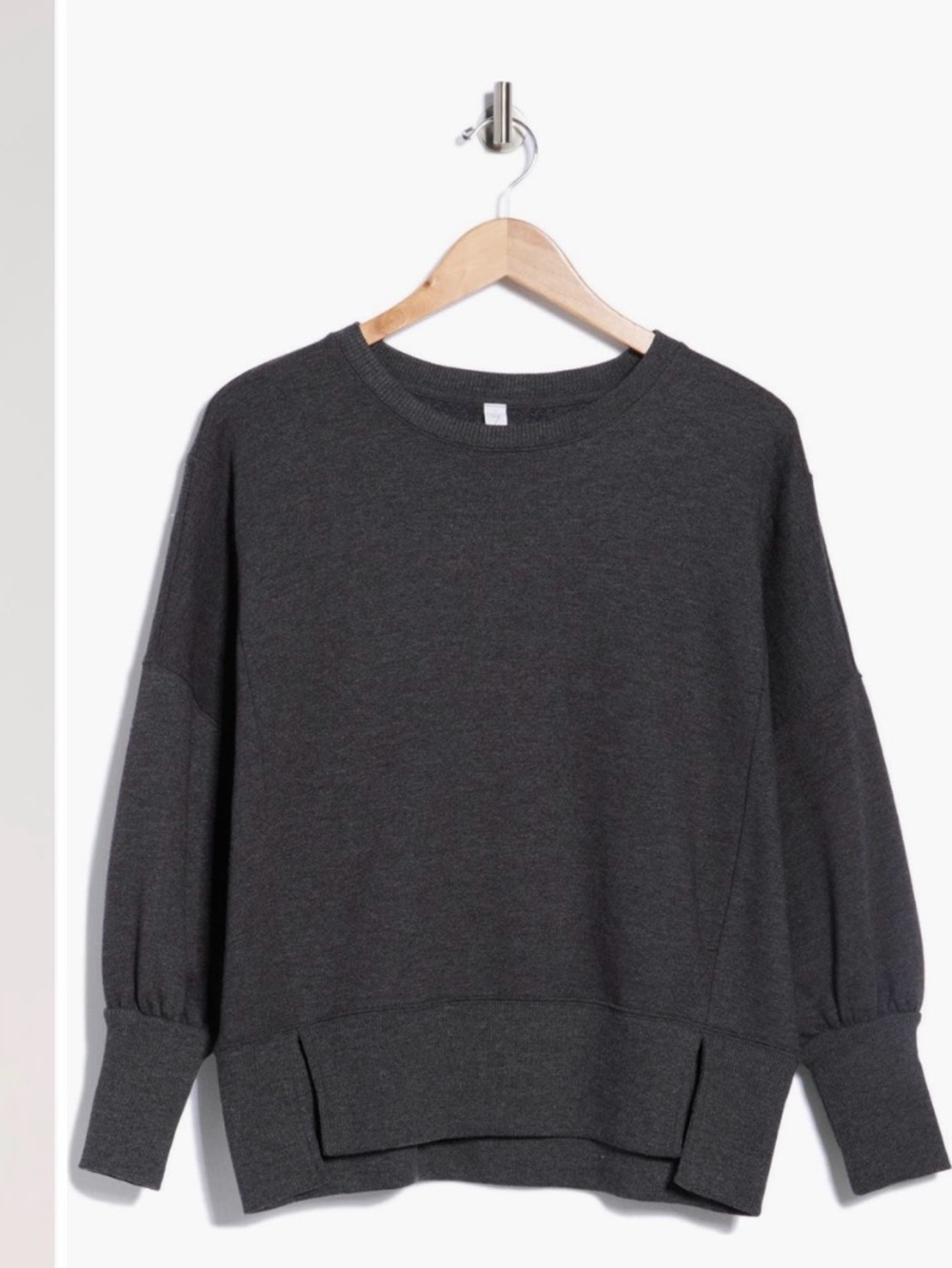 NWT Z by Zella Wind down terry volume pullover crewneck Split Hem